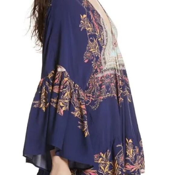 Free People | Sunset Dreams Printed Bell Sleeves Flowy Boho Tunic Top | S - Picture 5 of 6